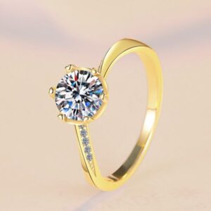 Elegant 925 Sterling Silver Moissanite Ring with 18K Gold Plating, Snowflake Design Wedding Band for Women