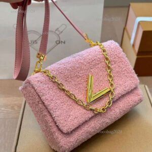 Cf Designer Womens Classic Wool Shoulder Wrap Gold Hardware Metal Buckle Tote Matilas Chain Crossbody Bag Retro 23cm Purse