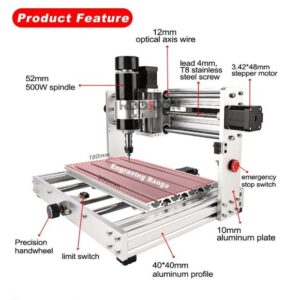 Super 3018 max Metal Aluminum CNC Milling Engraving Machine with 500w Spindle,80w Laser Engraver GRBL Control Wood Router Woodworking