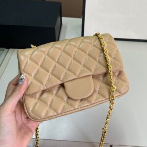 Shoulder Purse Bag Leather Handbags For Women Designer Crossbody Bag Synthetic Leather Sheepskin Classic Flap With Gold Chain Leather Purse Designer Handbag