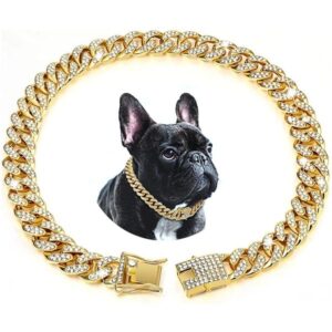 Gold Dog Cuban Chain k Choke Collar for Small Medium Large Dogs Cats Pet Jewelry Necklace Accessories