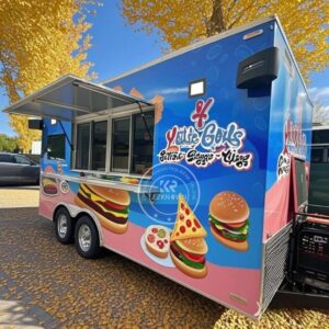 Mobile Pizza Oven Food Truck Commercial Concession Trailer Fully Equipped Mobile Pizza BBQ Fast Food Trailer