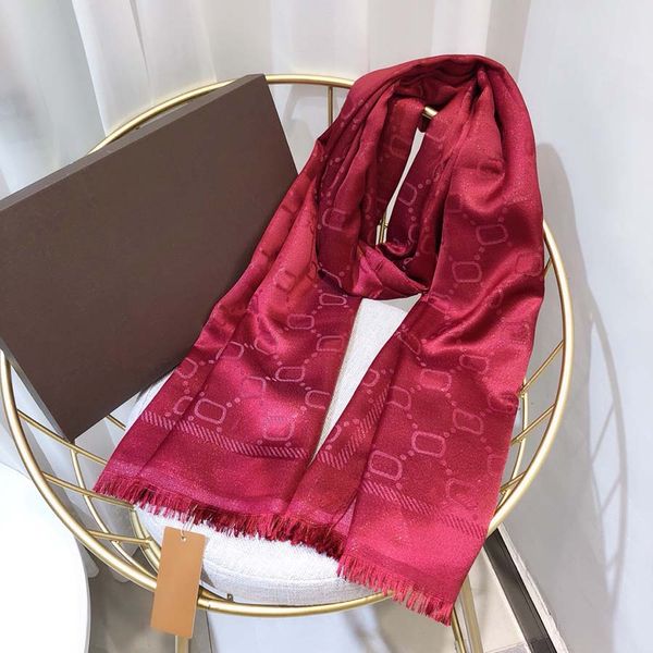 Women Silk Scarf Fashion Scarves Elegant Letters Plaid Design for Man Shawl Long Neck Unisex 6 Color