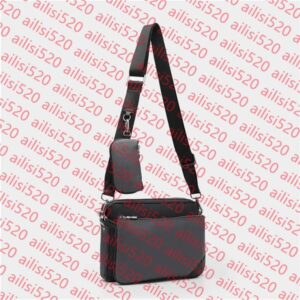 7A 2025 Men Leather TRIO Messenger Bags Luxury Shoulder belt Make up Bag Designer Handbag Tote Man's bags M44612