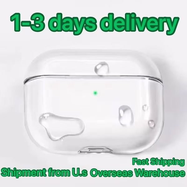 USA Stock For Airpods Pro 2 Air Pods 4 3 Earphones Airpod Bluetooth Headphone Accessories Solid Silicone Cute Protective Case Apple Wireless Charging Box TPU Case