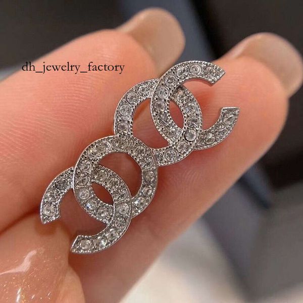 Stud earrings studs Diamond Woman mini Silver Plated Designer Double Letter Crystal Rhinestone Earring Jewelry Wholesale earings for women 815