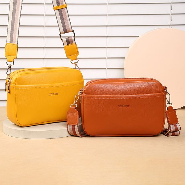 Designer Women's High Quality Fashionable and Practical Lightweight Bag Cross border Solid Color PU Retro Multi functional Crossbody Bag Single Shoulder Bag