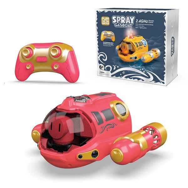 Electric 2 4G Mini RC Boat With Spray Light Waterproof Rechargeable Electric Remote Control Speedboat Gifts Water Toys For Children