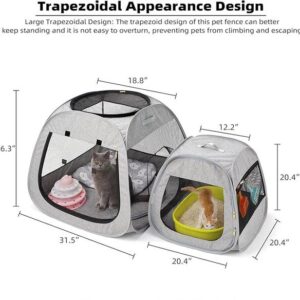 Portable Playpen, Trapezoidal Design Better Standing, Foldable Pet Tent for Indoor Outdoor Use of Kitten and Puppy, Dog Play Enclosure, Cat Houses Condos