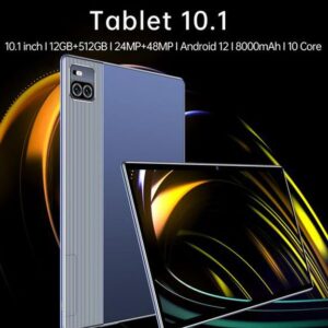 10.1 Inch 10 Core 12GB+256GB Android 12 WiFi Tablet PC 8000mAh Battery Dual SIM Dual Camera Bluetooth 4G 5G Smart 10.1Inch Call Phone Tablets Gifts support TF SD Card NEW