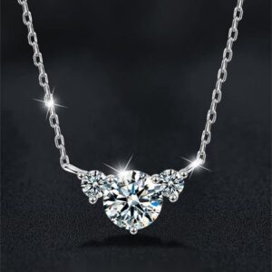 S925 Silver Moissanite Heart Necklace for Women, Versatile Elegant Pendant, Simple & Stylish Clavicle Chain Jewelry