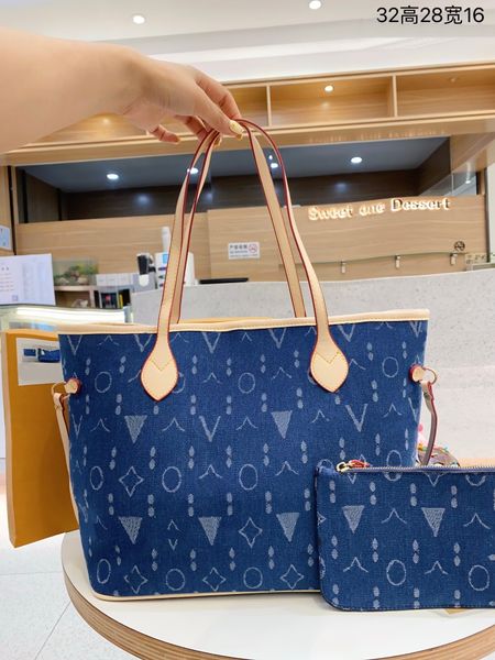 2PCS Top Quality Designer bag Handbag Purses Classic Fashion Women messenger Shoulder Bags Lady Totes Brown grid handbags 35cm With Shoulders Strap Dust Bag