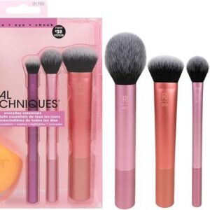 Real Techniques 5pcs/set Makeup Face Cream Power Foundation Multipurpose Beauty Cosmetic Tool Brushes Set with Pouch Bag Essentials Brush Kit