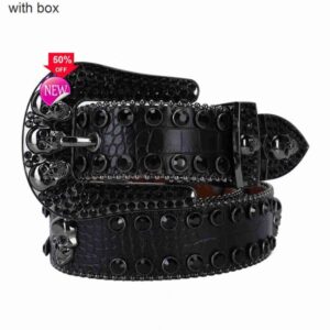 Womens designer rhinestone b belt simon belt for men women shiny diamond waistbands white luxury beaded skull snakeskin handmadeod