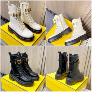 Women's Designer cowboy boot Martin sheepskin boots woman Black Leather Wedge Lace Up Round Toe Chunky Heel Leather Cavalier Women's Ankle Boots Design Casual Shoes