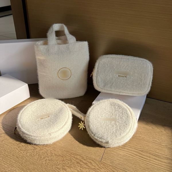 2024 Designer Women Lady DIY Glitter Shoulder Fuzzy Bag Pattern C Classic Cosmetic Beaute Pouch Makeup Organizer Storage Case VIP Gift Box