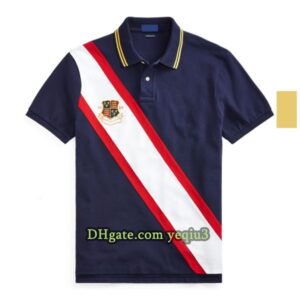 Men Short Sleeve Tee with Small Horse Embroidery Designer Lapel Fashion Style Casual Solid Color Comfortable Fit Shirt