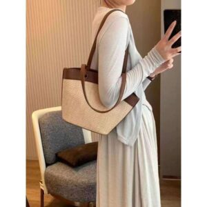 French beach vacation, leisure, western-style, versatile vegetable basket, hand-held shoulder bag, fashionable woven bag