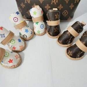 Shoes Small Dogs, Puppy Boots Paw Protectors for Four Feasons, Summer Hot Pavement, Anti Slip Sole,Handmade Leather Dog Shoes, with Velcro Brown S S14
