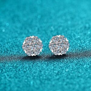 925 Sterling Silver Snowflake Moissanite Earrings, 48ct & 160ct Moissanite Stones, Elegant and Timeless Design for Women, Perfect for All Occasions