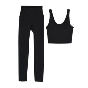 Yoga Set For Women 2 Piece High Waist Leggins With Bra Gym Clothes Workout Outfit Black Lightning blue yoga sets Sizes 2-12