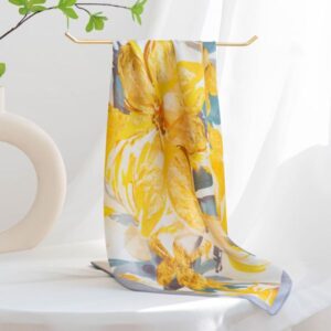New Chinese style plain crepe satin printed floral versatile small silk scarf –849905