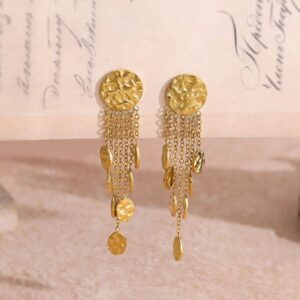 Sophisticated Circles of Shimmering Metal Beads Necklace Set Featuring Artisanal Texture