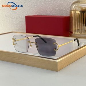 Sunglasses for woman mens designers fashion patch changing film Frameless cut edge square sun glasses frame Leisure luxurys Glasses 0037