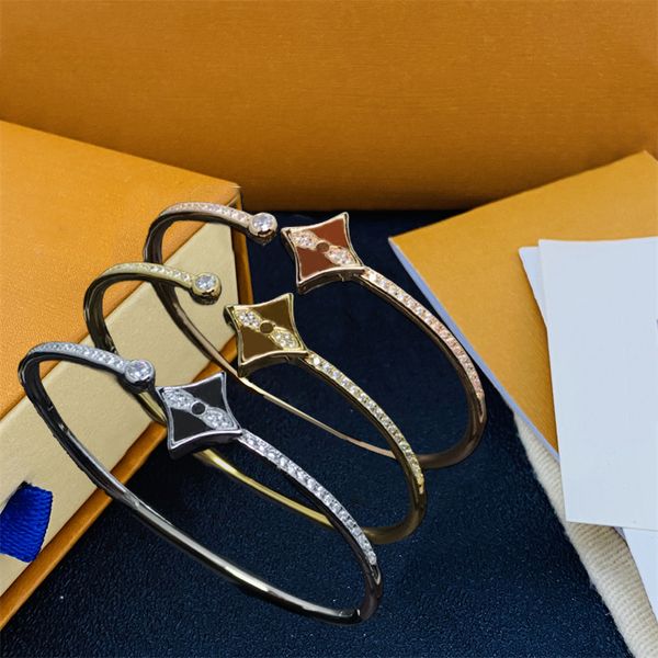 Luxury Bracelet Designer Jewelry Fashion Womens Chain Elegant Wedding Bracelets Stone Flower Design Titanium Top Quality Jewelrys Gift