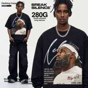 James USA Team Basketball Print Crossover 100% Cotton Knit 280g Short Sleeve Men's Casual T-Shirt