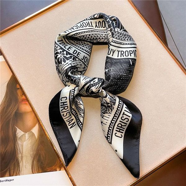70Cm Silk New Feeg Square Scarf Designer Women Brand Neck Tie Female Hair Shawl Wraps Headkerchief Hijab Bandana Fashion Classic Black Green Red Blue 2024 293