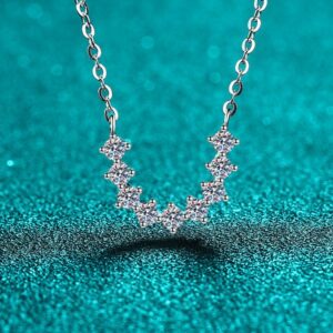 S925 Sterling Silver U-Shape Moissanite Necklace, Simple and Elegant Pendant for Women, Perfect Gift for Valentine's Day and Special Occasions