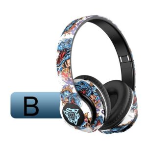New Graffiti Wireless Bluetooth Gaming Headset Stereo Over-Ear Headphones Led Light Emitting Game Wireless Plug In Card Headset