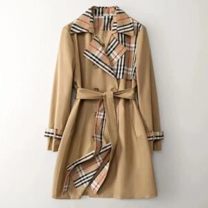23FW Designer Fashion Womens Trench Coat European And American Luxury Check Style Fashion Stitching Fake Two Loose Woman Mid-Length Trench Coats