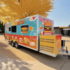 Customized Fiberglass Mobile Pizza Coffee Carts Fully Equipped BBQ Concession Trailers Hot Dog Food Truck