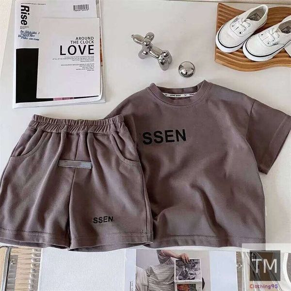 Kid Summer T-Shirts Suit Boys Child Tees Shorts Classic Cartoon Short Sleeved Correct Letter Casual Pants Free Collocation Clothing Sets 80-130