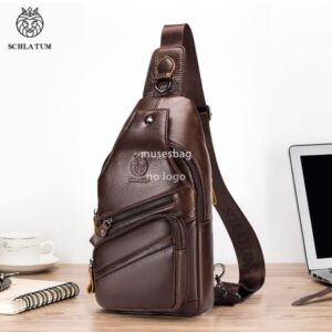 High quality leather crossbody chest bag men's vintage senior layer leather cross border explosive men's front body bag
