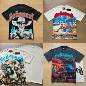 Godspeed T shirt designer mens t shirt beach hipster Y2K Harajuku Graphic fabric cotton Streetwear graffiti Letter print Vintage washed Unisex Couple T Shirt a1