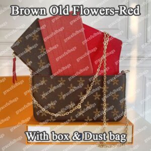 Designer Bag Fashion Women's Shoulder Bag High Quality Luxury Crossbody Bag Classic Old Flower Leather Removable 3 in 1 Retro Metal Chain Wallet Black Embossed Purse