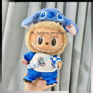 Labubu Kawaii Stitch Hat Top Pants 5 Pieces Set Cute Plush Dolls Clothes 38Cm Doll Universal Idol Dolls Clothing Accessories Children's Backpack Pendant 993 074