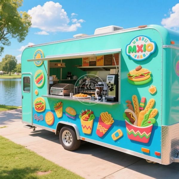 Custom Mobile Street Catering Fast Food Truck Mobile Kitchen Concession Food Trailer With Fully Equipped