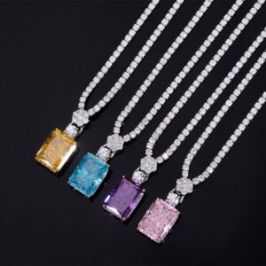 S925 Silver High-Carbon Diamond Luxury Pendant Necklace, 12x16mm Main Stone, Exquisite Fashion Design, Perfect Women's Jewelry for Any Occasion