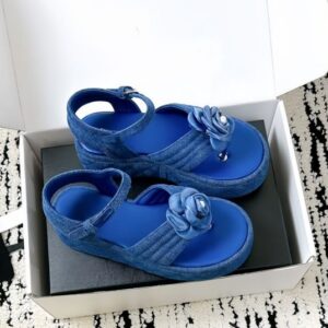 New Hot Designer shoes women's thick soled denim genuine leather sandals luxury brand herringbone camellia sandals outdoor casual running and travel sandals