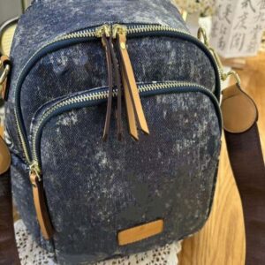 Designer Pack Letter printing Trendy Denim Daypack with Multiple Compartments Backpack Women And Men Bag