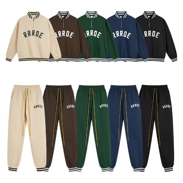 Men's Tracksuits Designer Letter printed half zip stand up collar with fleece hoodie for men and women sports and casual pants set