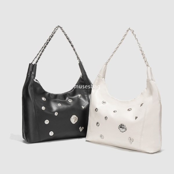 Designer Women's High Quality Punk Tote Bag Women's Retro Large Capacity Women's Shoulder Bag Chain Western Versatile Casual Shoulder Tote Bag