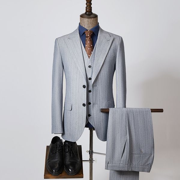 H391 Three-piece suit for men, British style groom wedding dress