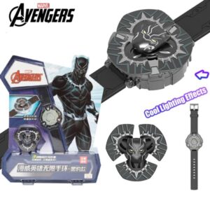 TAKU Marvel Avengers Licensed Black Panther Fidget Spinner Role Play Set with LED Wristband 3D Glare Effects Collectible Toys Bulk Stock Kids Birthday Gifts