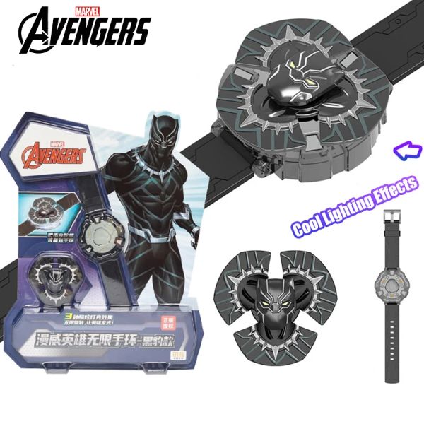 TAKU Marvel Avengers Licensed Black Panther Fidget Spinner Role Play Set with LED Wristband 3D Glare Effects Collectible Toys Bulk Stock Kids Birthday Gifts