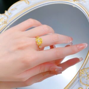 Elegant Rose Gold S925 Sterling Silver Flower Ring with Sparkling Diamonds, Perfect for Casual and Formal Occasions, Ideal for Gifting